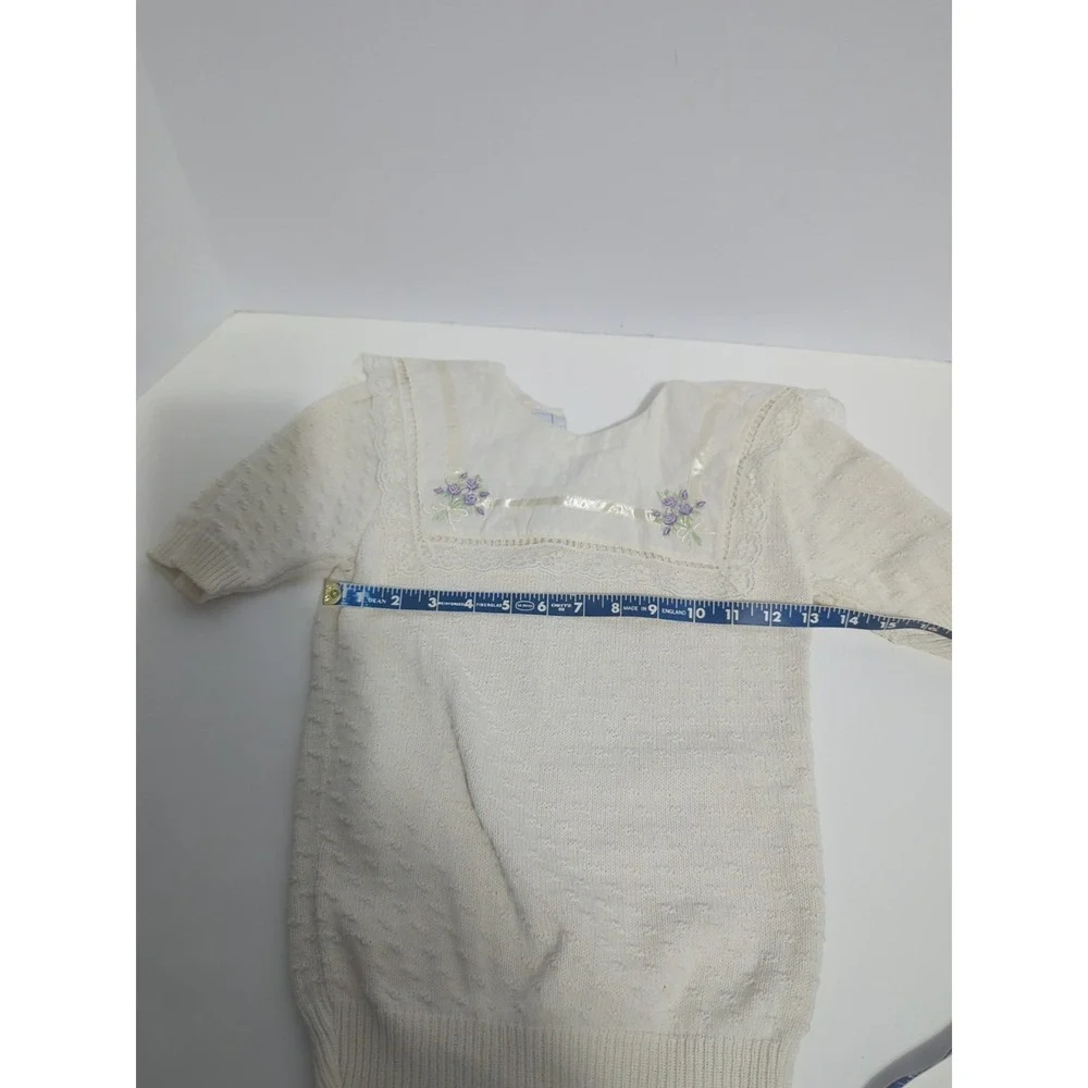 Vintage 80s Gunne Sax Jessica McClintock Girls Dress Prairie L 2 piece sweater